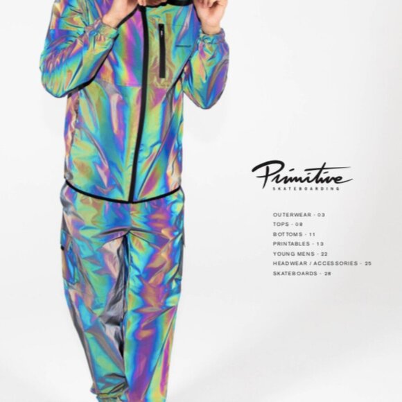 PRIMITIVE SKATEBOARDING Reflective Iridescent Skate Track Nylon Jogger Pants - Picture 1 of 5